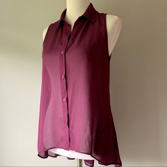 Sans Souci Purple Dress Tank Top- Buttons on Back - Picture 4 of 8